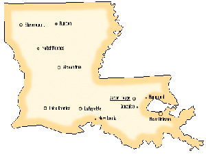A map of Louisiana state