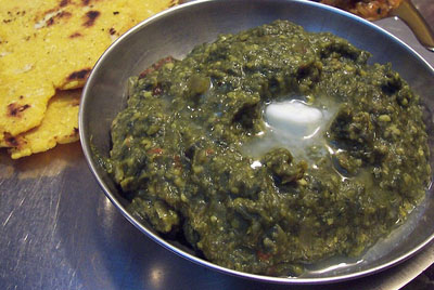 Sarson Ka Saag, Mustard leaves cooked in traditional Punjabi style