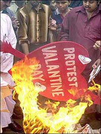 Protests against Valentine Day in Kolkata
