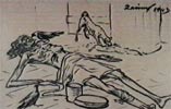 A sketch by Zainul Abedin depicting Bengal Famine 1943